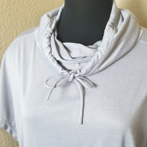Prana Gray Cowl Neck Open Side Short Sleeve Top - Picture 2 of 7